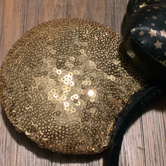 Disney Paris Gold Black Bow with star Minnie Mickey Ears Headband - Picture 5 of 8